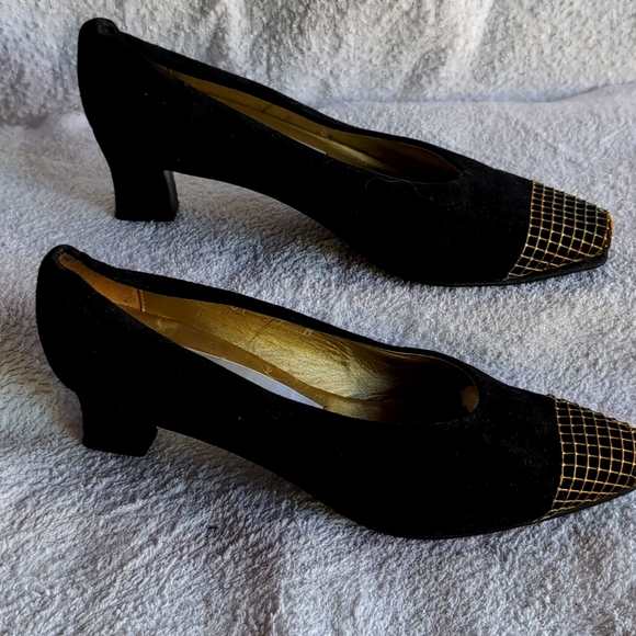 Black, Formal, Suede Evening Shoes by Joan & David Couture - Picture 1 of 8